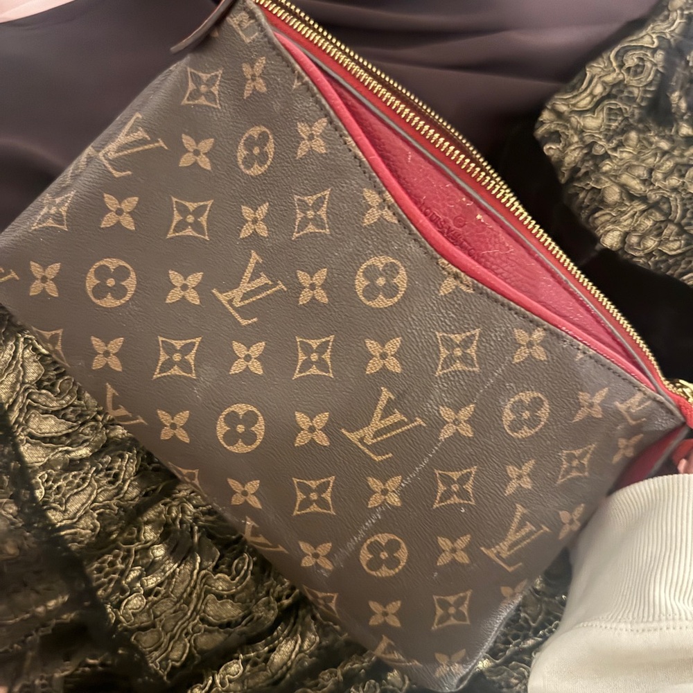 LV Brown and Red Monogram makeup bag